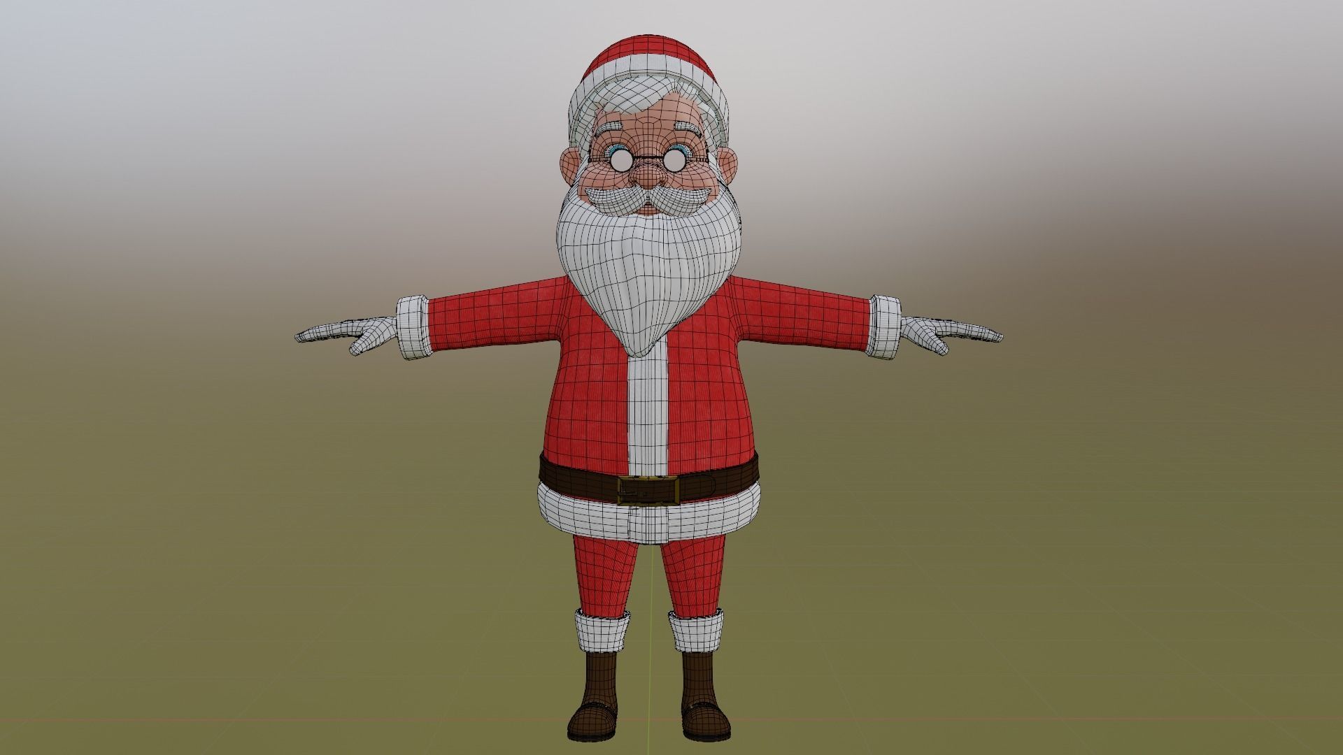 Santa cartoon claus Low-poly 3D model_4