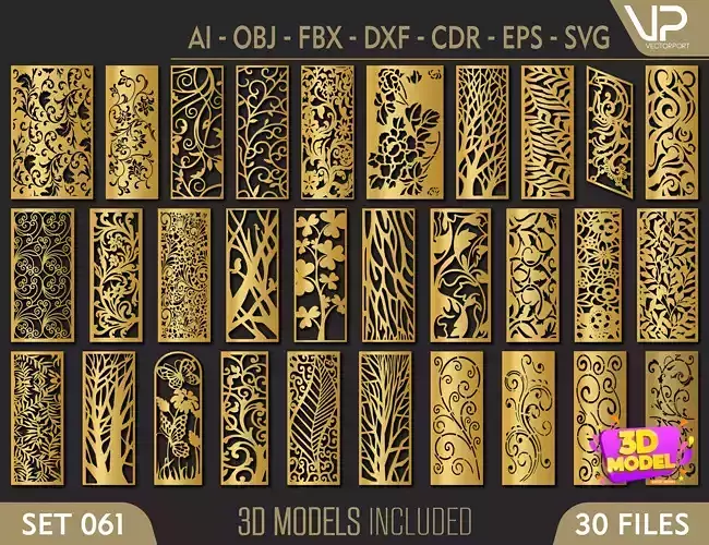 30 3D Decorative wall panels - screen SET 061 3D model