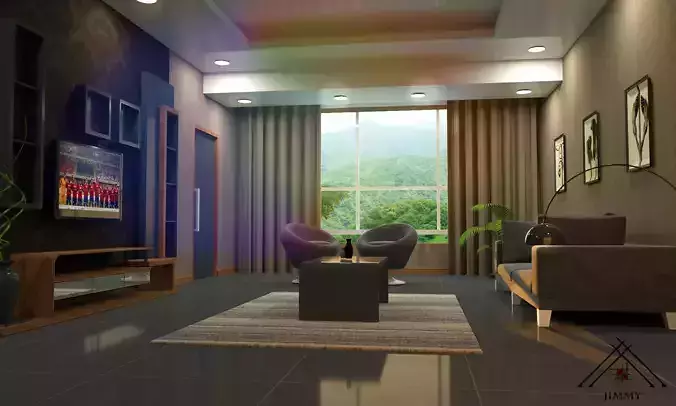simple living room free Free 3D model