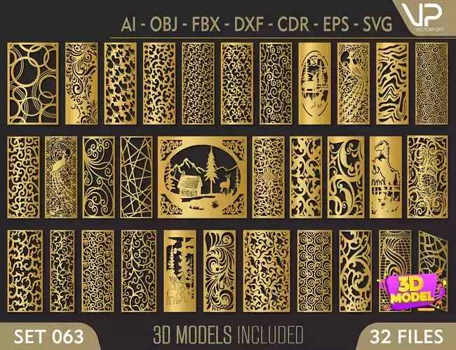 32 3D Decorative wall panels - screen SET 063