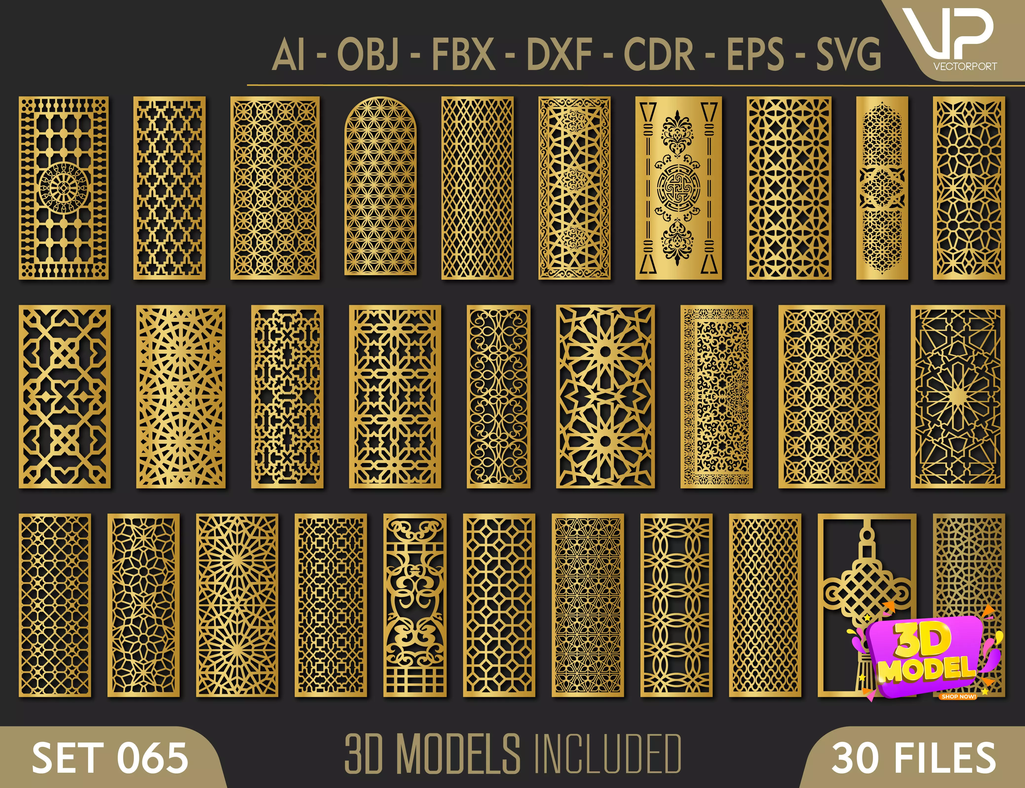 30 3D Decorative wall panels - screen SET 065 3D model_0