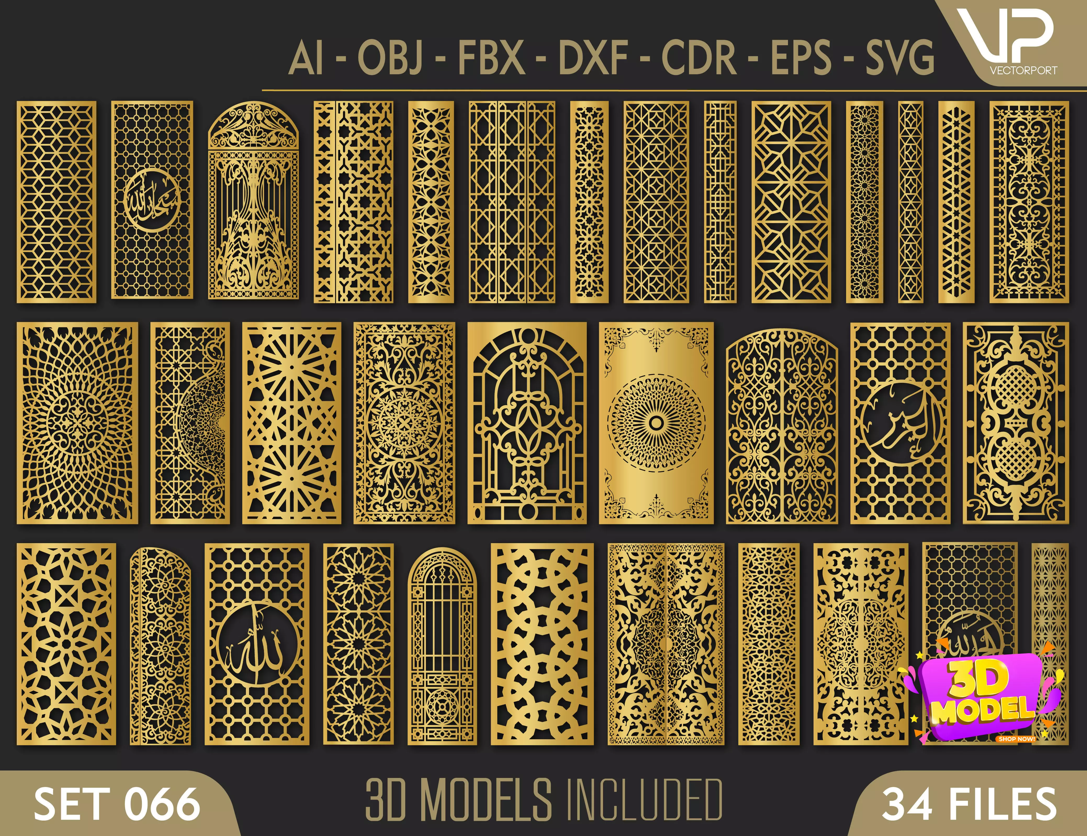 34 3D Decorative wall panels - screen SET 066 3D model_0