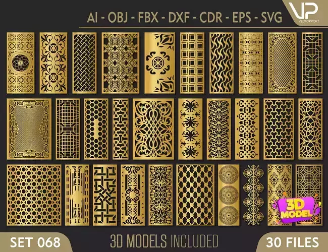 30 3D Decorative wall panels - screen SET 068 3D model