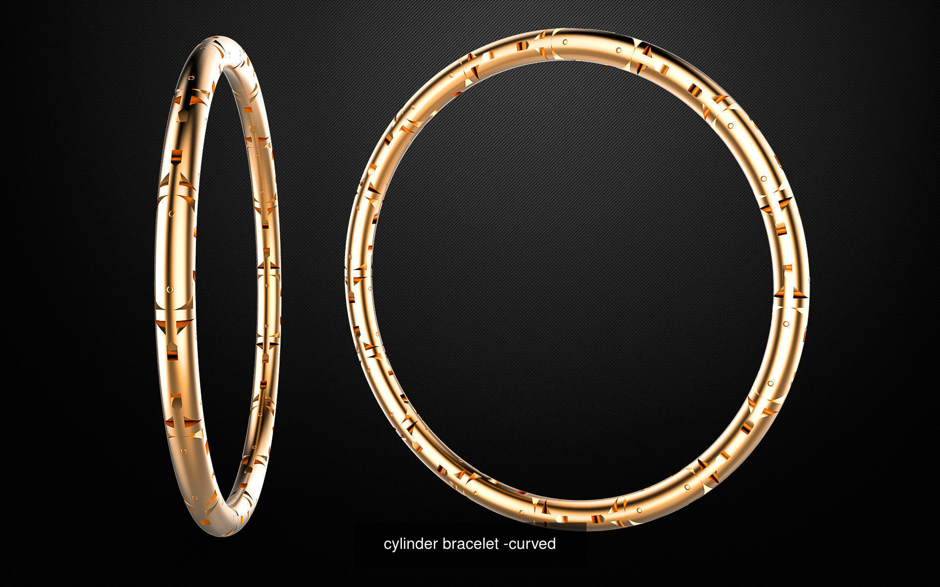 cylinder bracelet -curved and straight 3D Model Collection_1