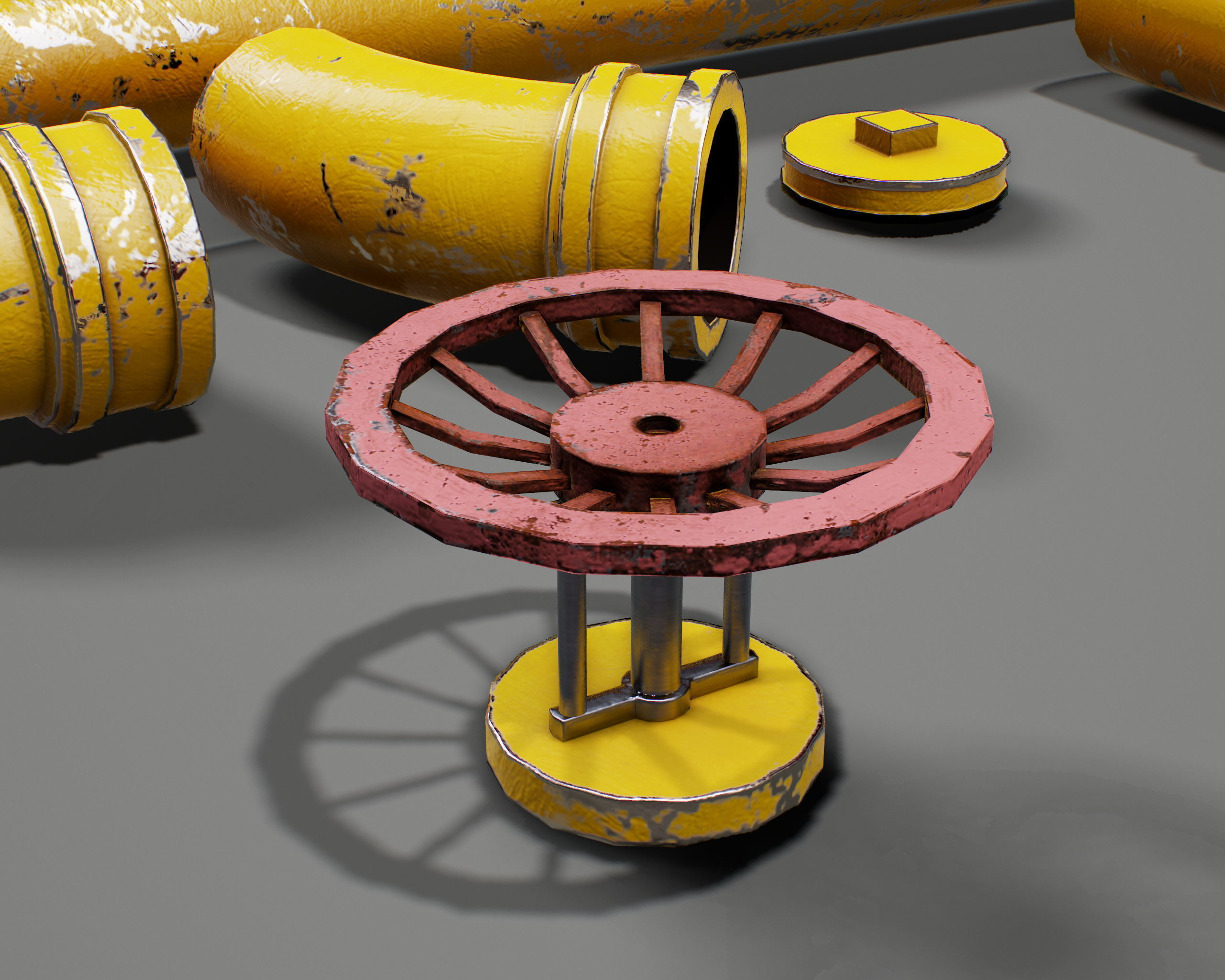 Pipe Set low poly PBR Low-poly 3D model_5