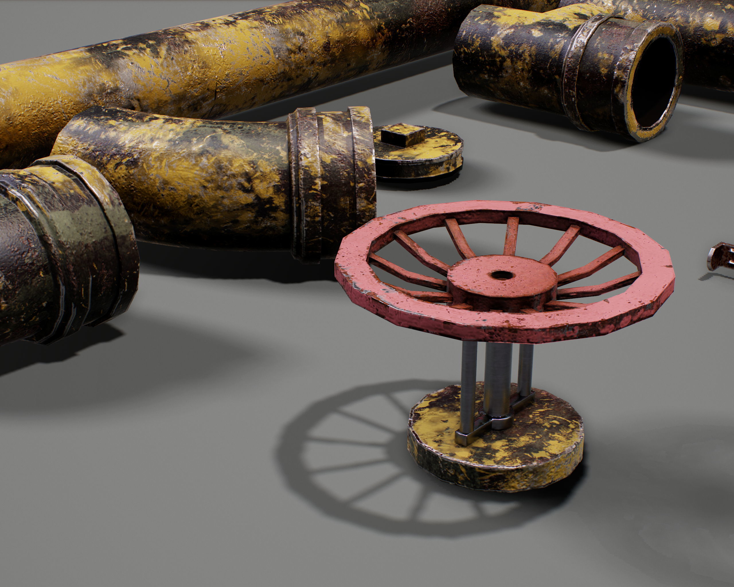 Pipe Set low poly PBR Low-poly 3D model_11