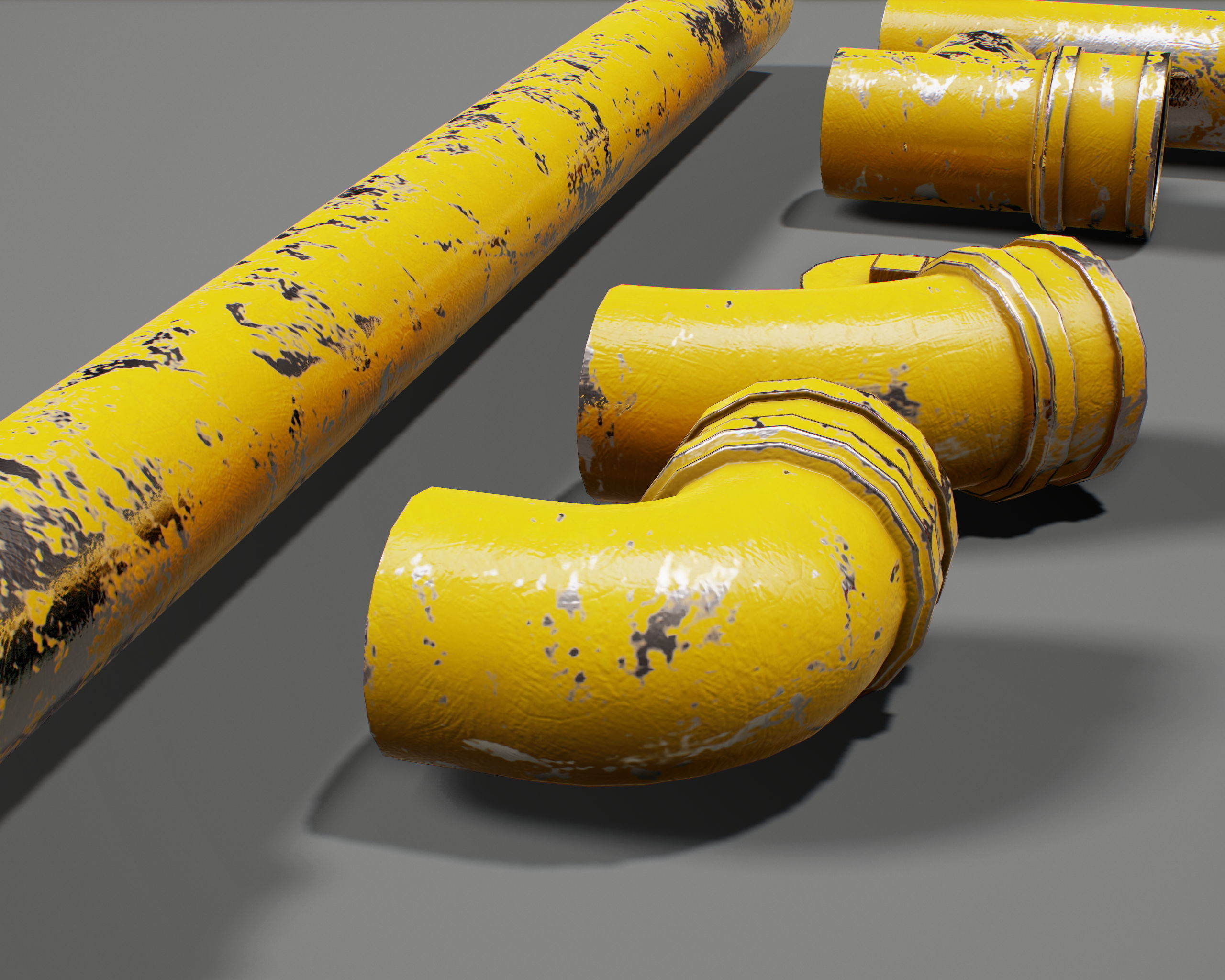 Pipe Set low poly PBR Low-poly 3D model_4