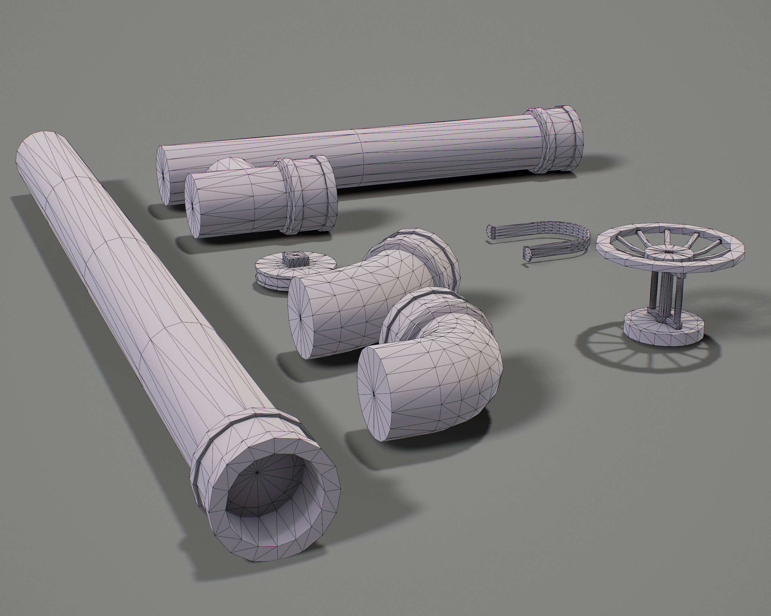 Pipe Set low poly PBR Low-poly 3D model_13