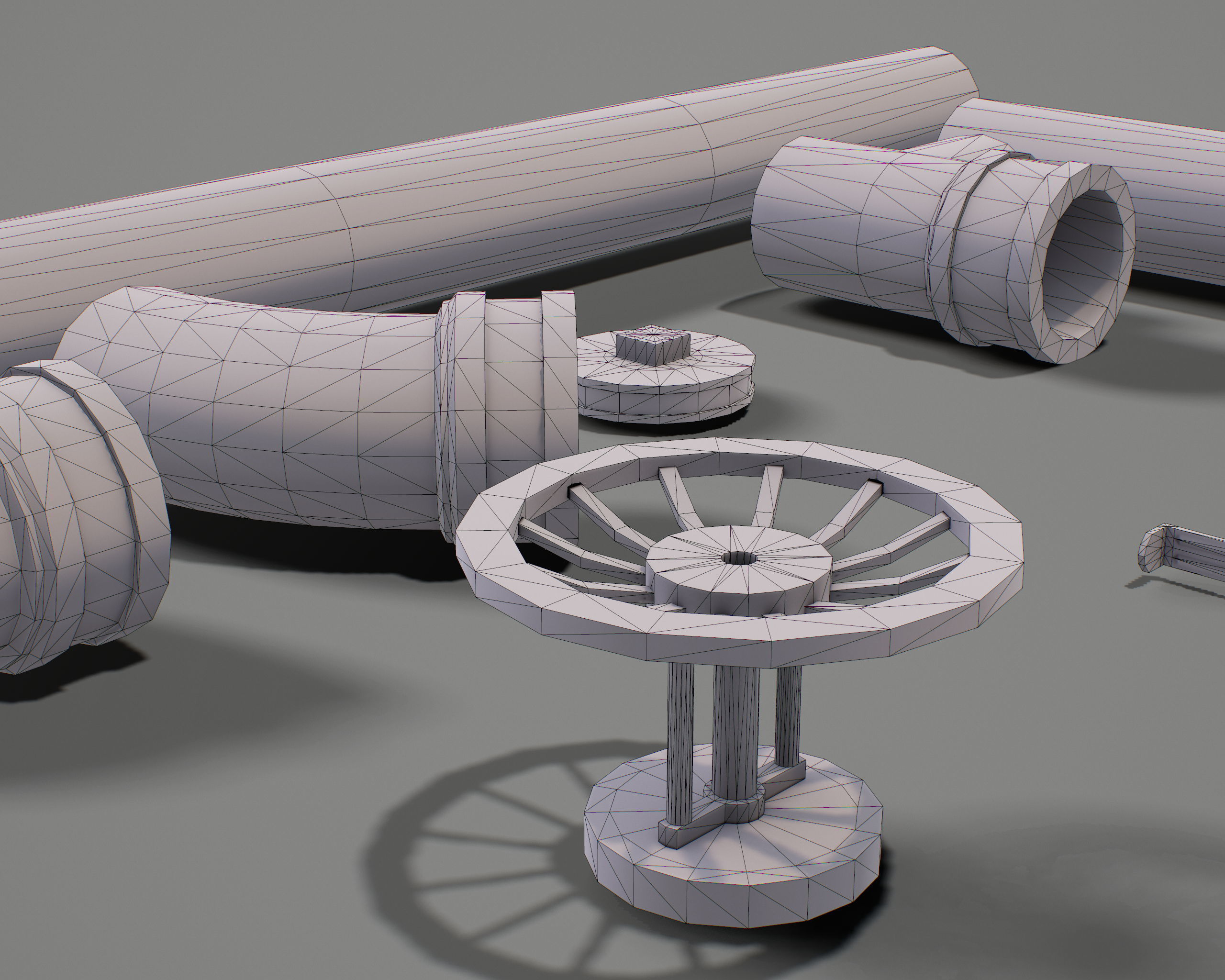 Pipe Set low poly PBR Low-poly 3D model_16