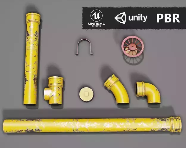 Pipe Set low poly PBR