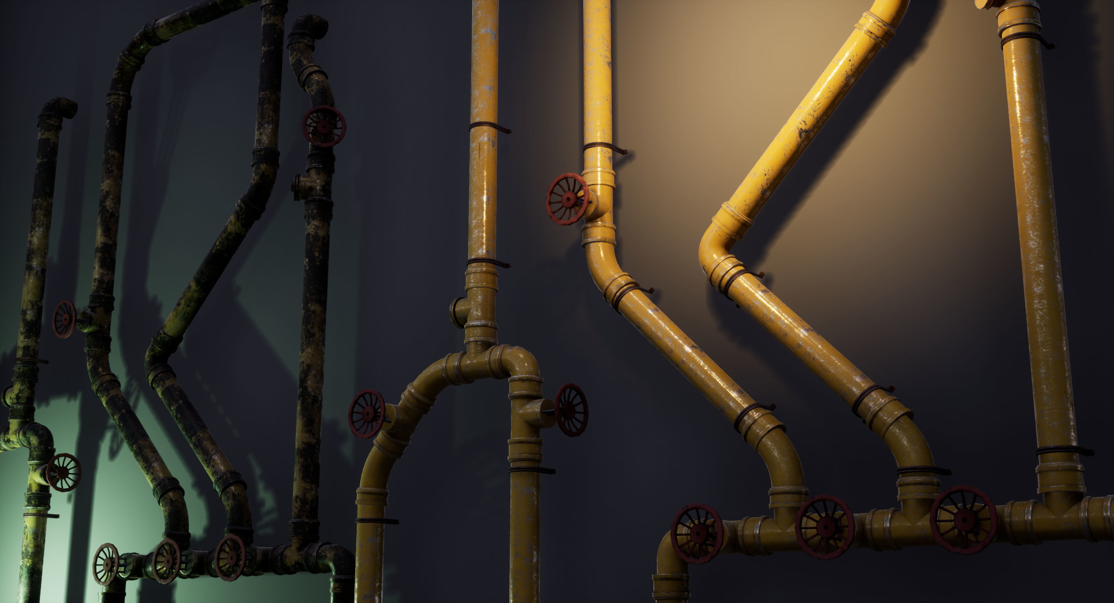Pipe Set low poly PBR Low-poly 3D model_1