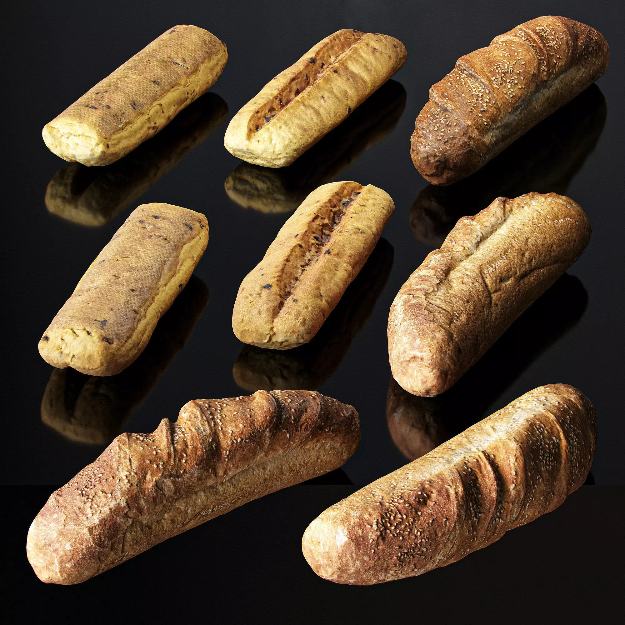 Bakery Products Set Low-poly 3D model_0