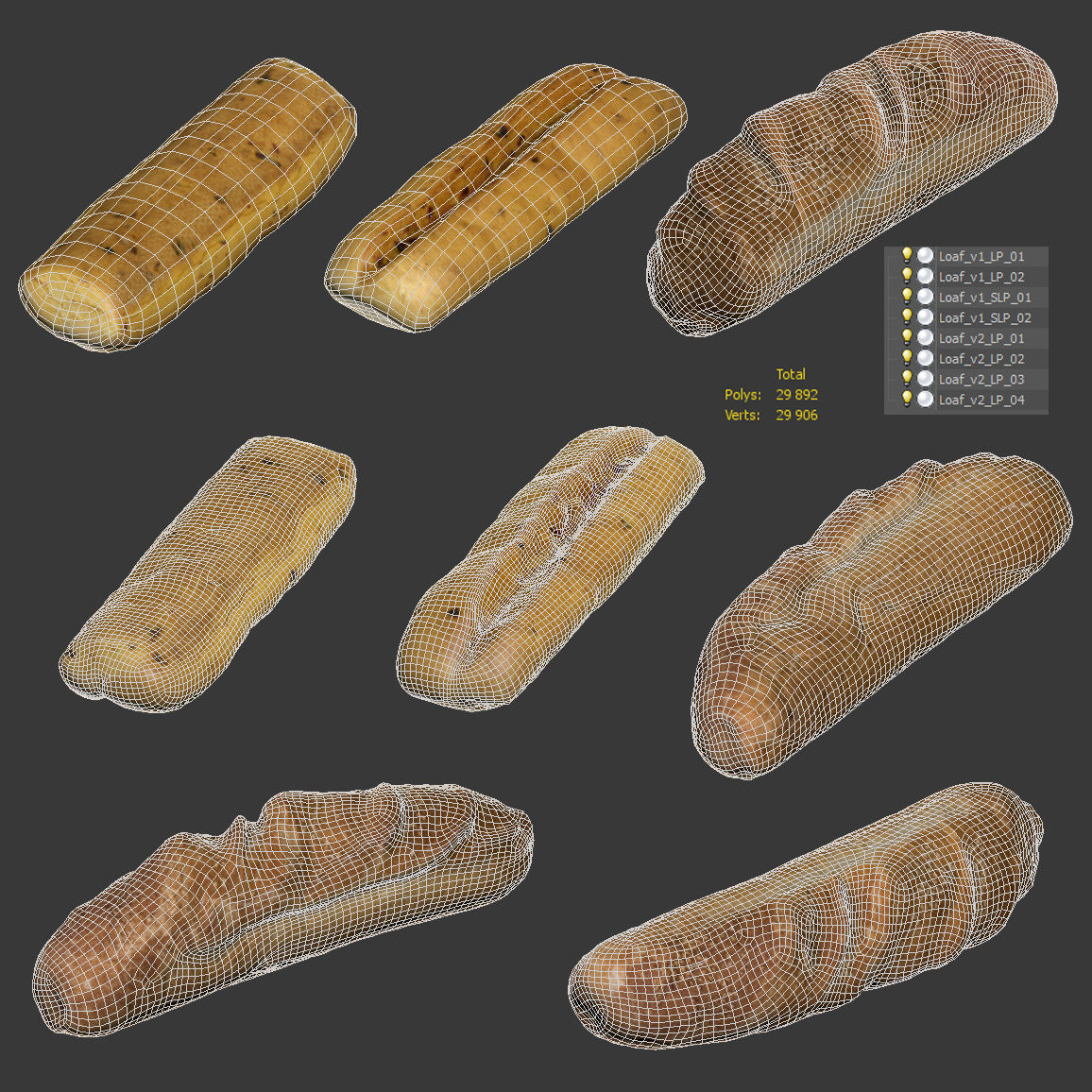 Bakery Products Set Low-poly 3D model_4