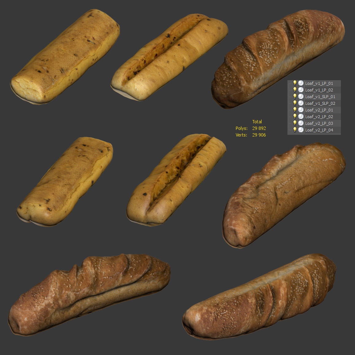 Bakery Products Set Low-poly 3D model_3