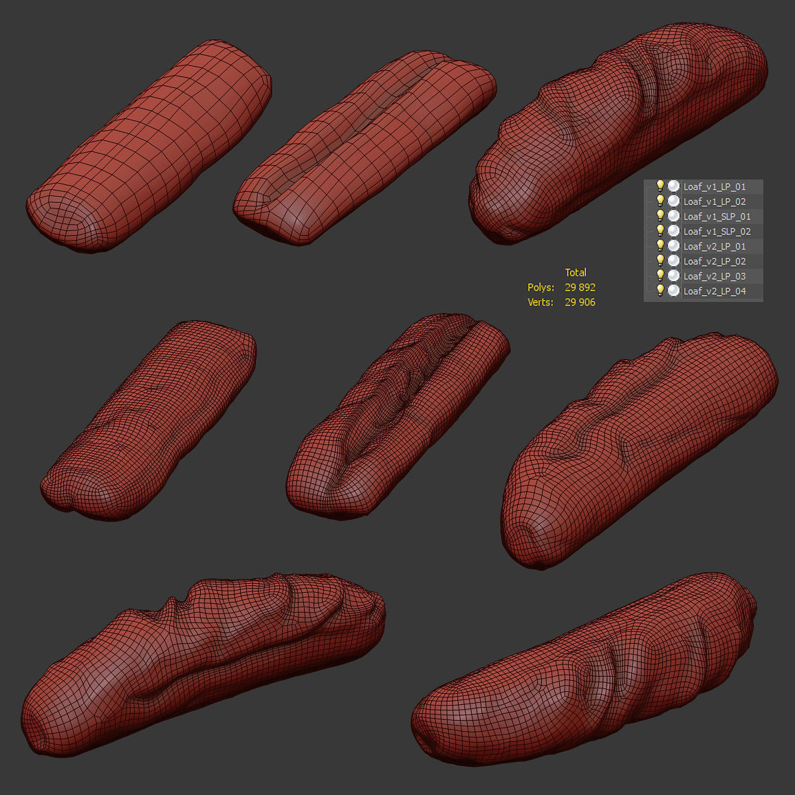 Bakery Products Set Low-poly 3D model_5