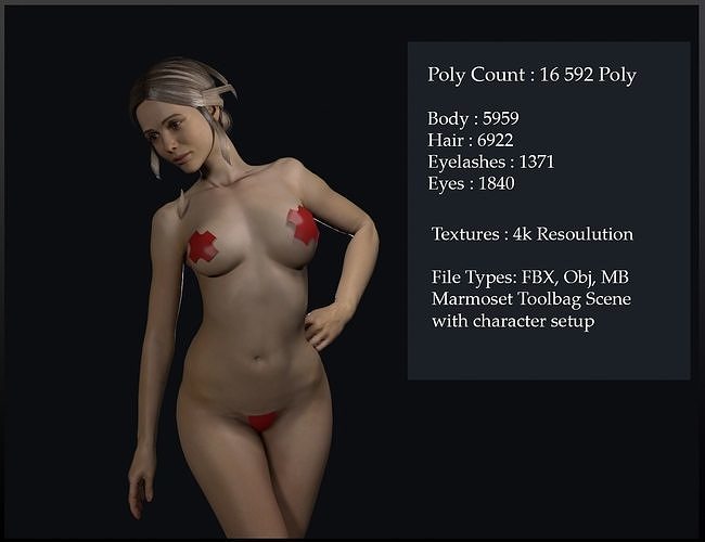 Naked Girl Low-poly 3D model