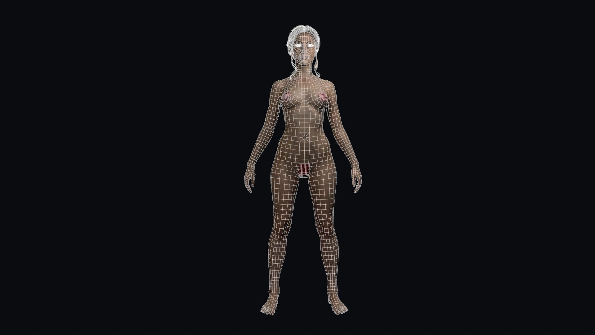 Naked Girl Low-poly 3D model_10