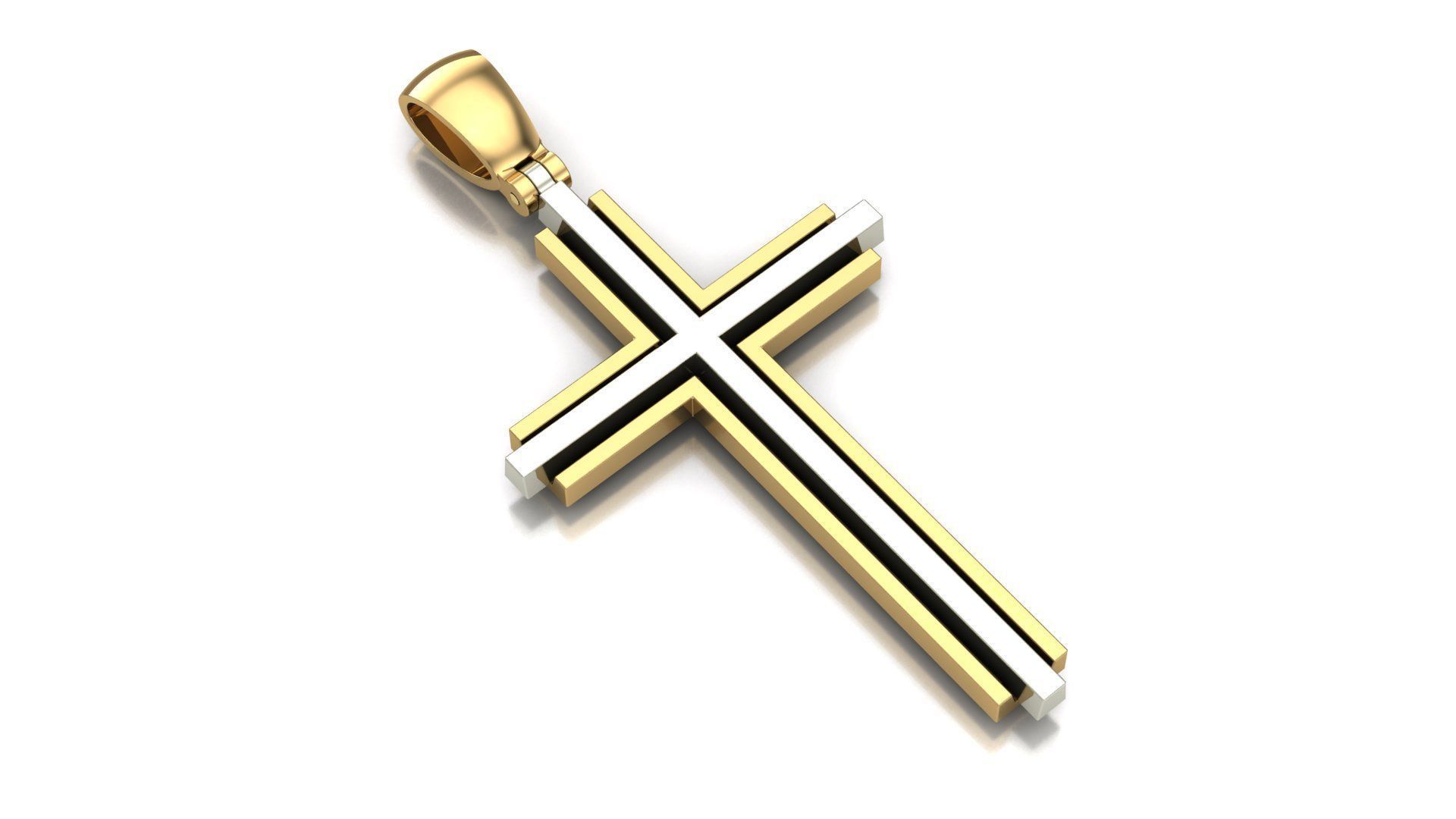 Cross 3D print model pendant in gold 3D print model_16
