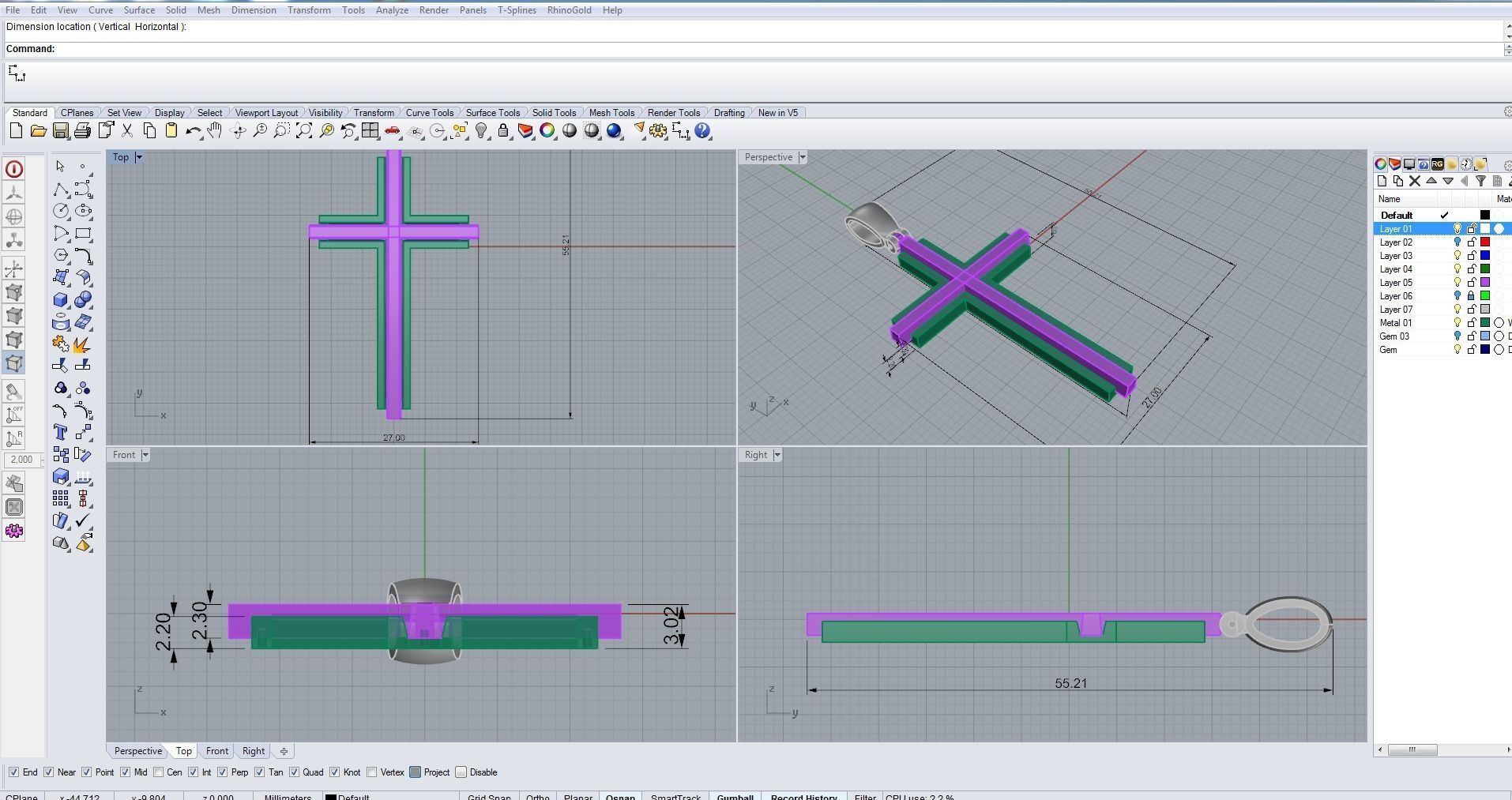 Cross 3D print model pendant in gold 3D print model_4