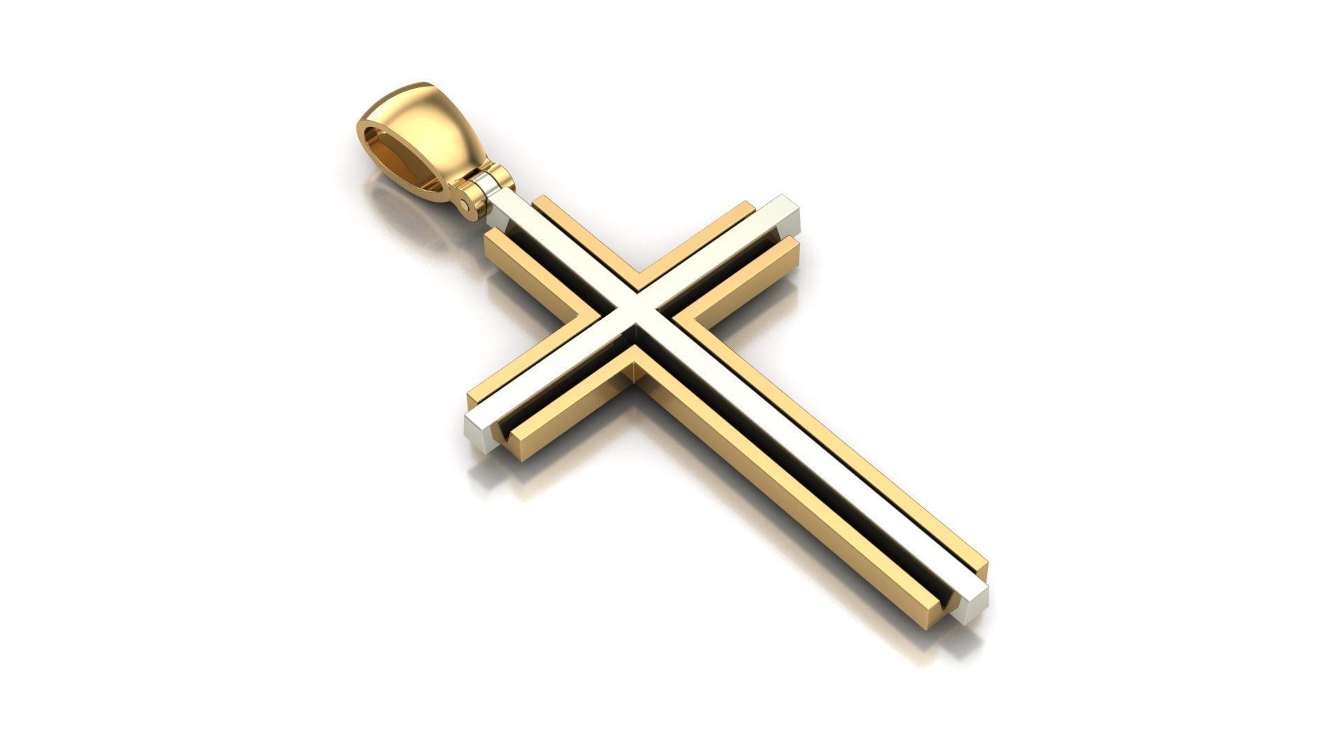 Cross 3D print model pendant in gold 3D print model_10