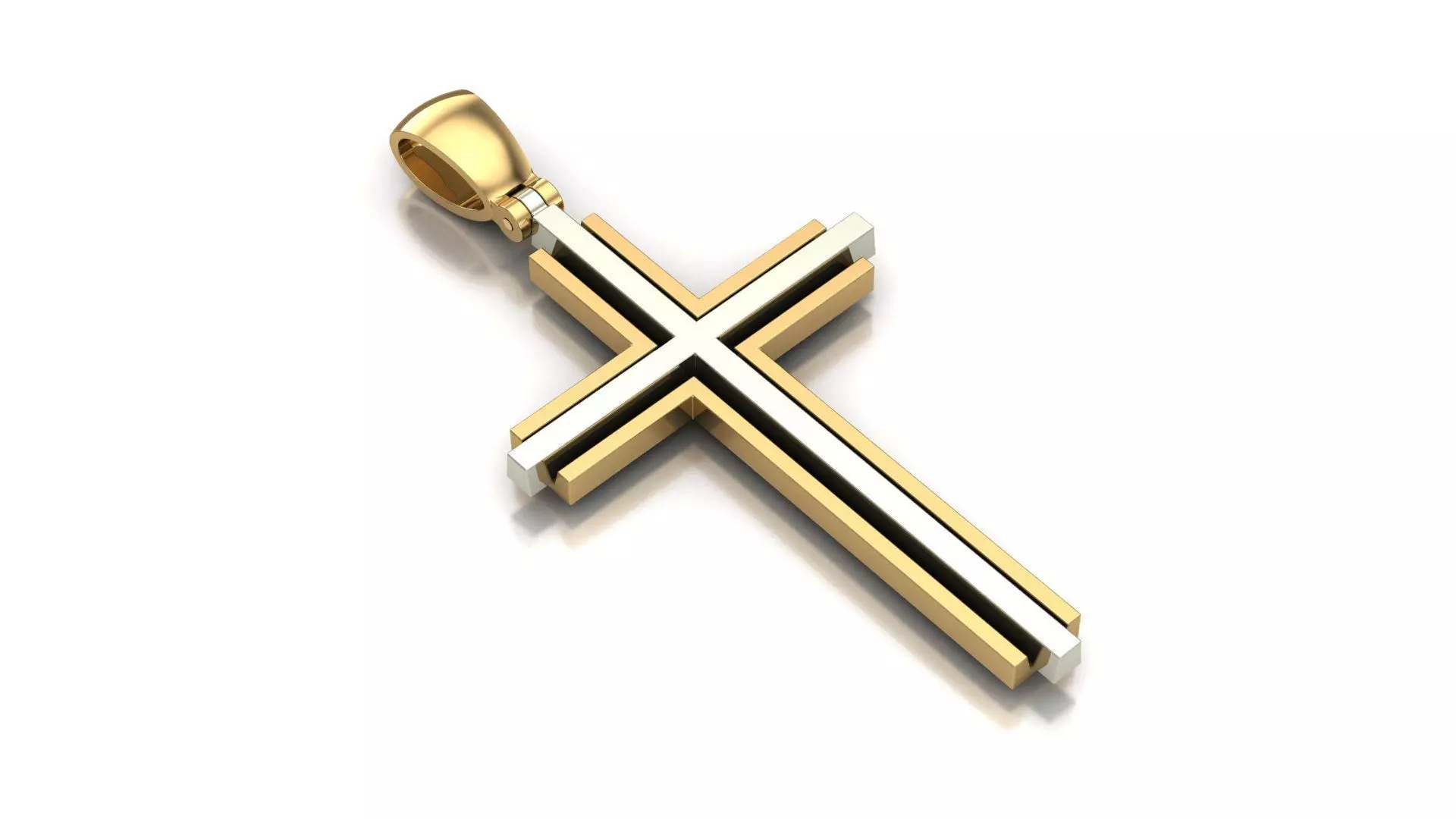 Cross 3D print model pendant in gold 3D print model_0