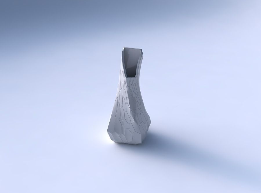 Vase twisted top bent quadratic 2 with fine organic cells 3D print model_3
