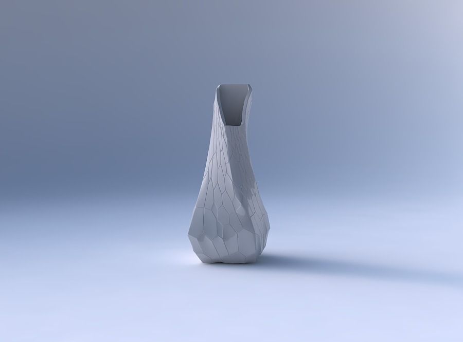 Vase twisted top bent quadratic 2 with fine organic cells 3D print model_4