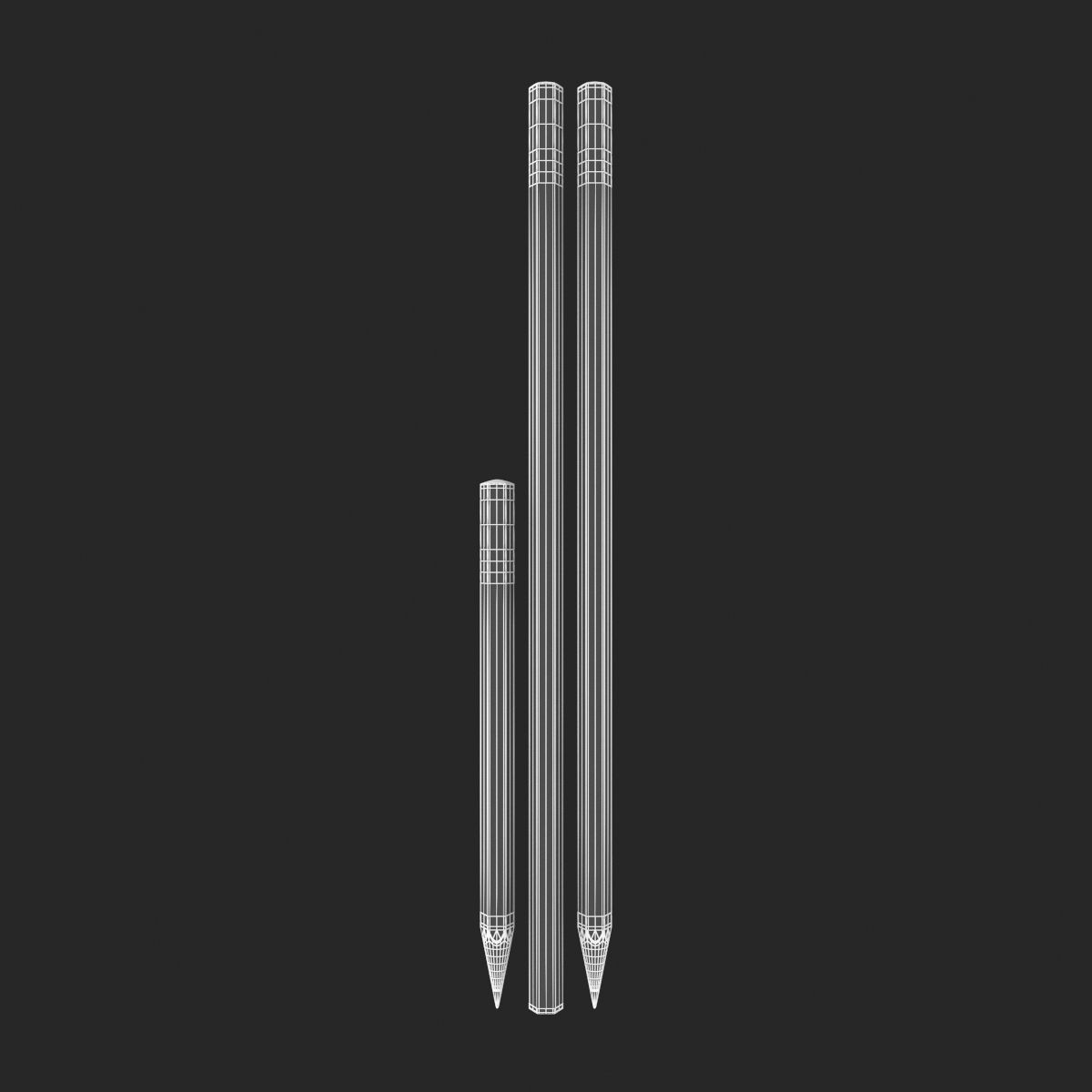 Pencil Set - Black - Blue 3D model_11
