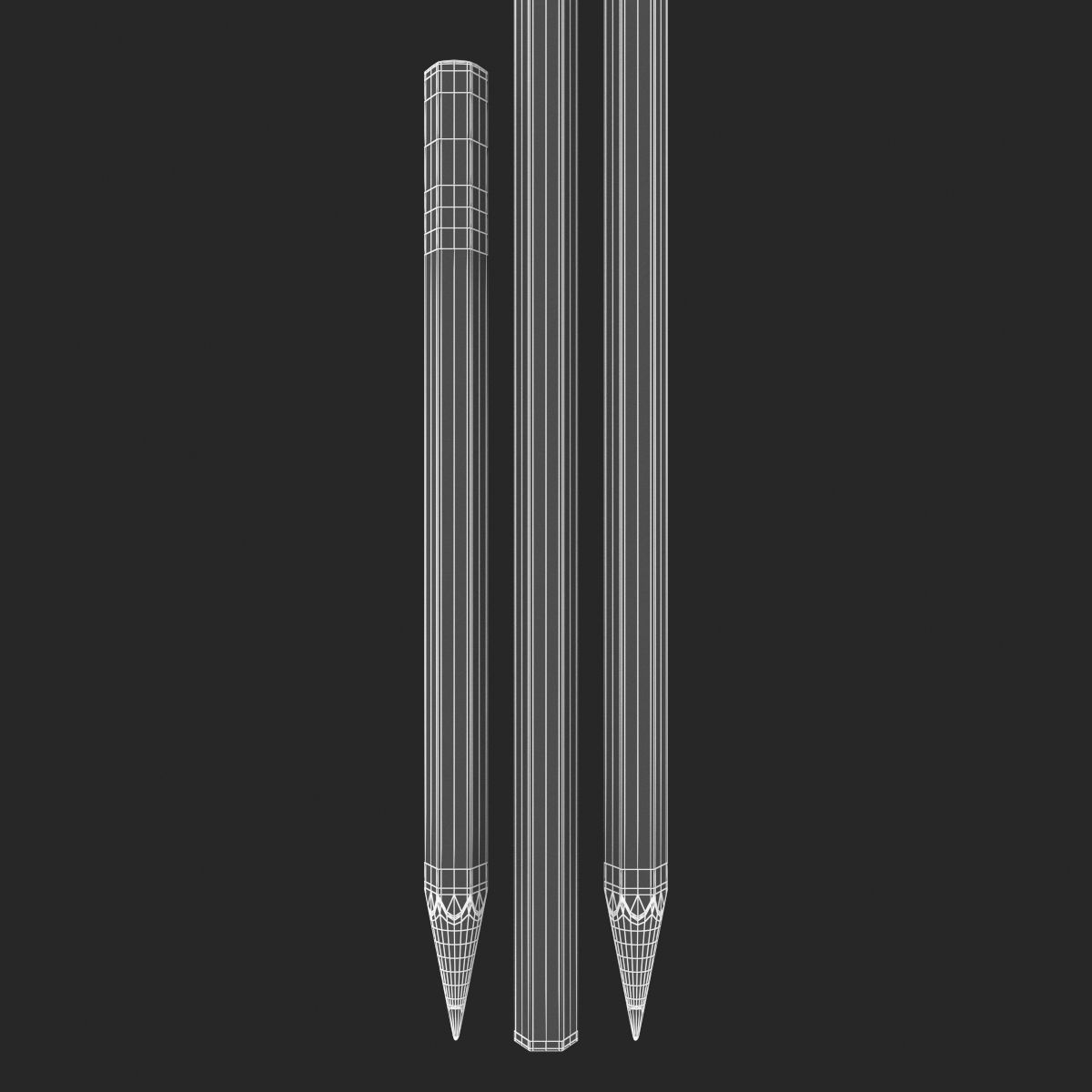 Pencil Set - Black - Blue 3D model_12