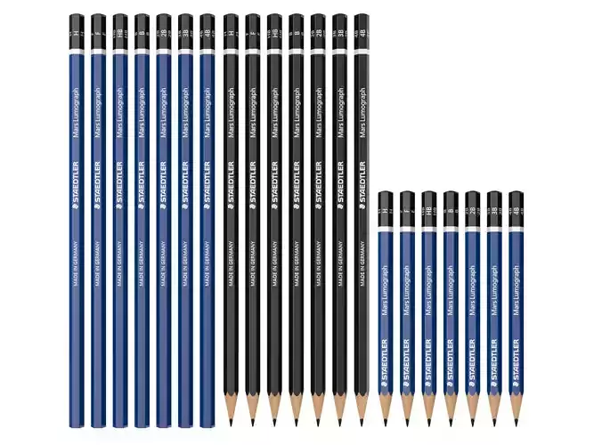 Pencil Set - Black - Blue 3D model