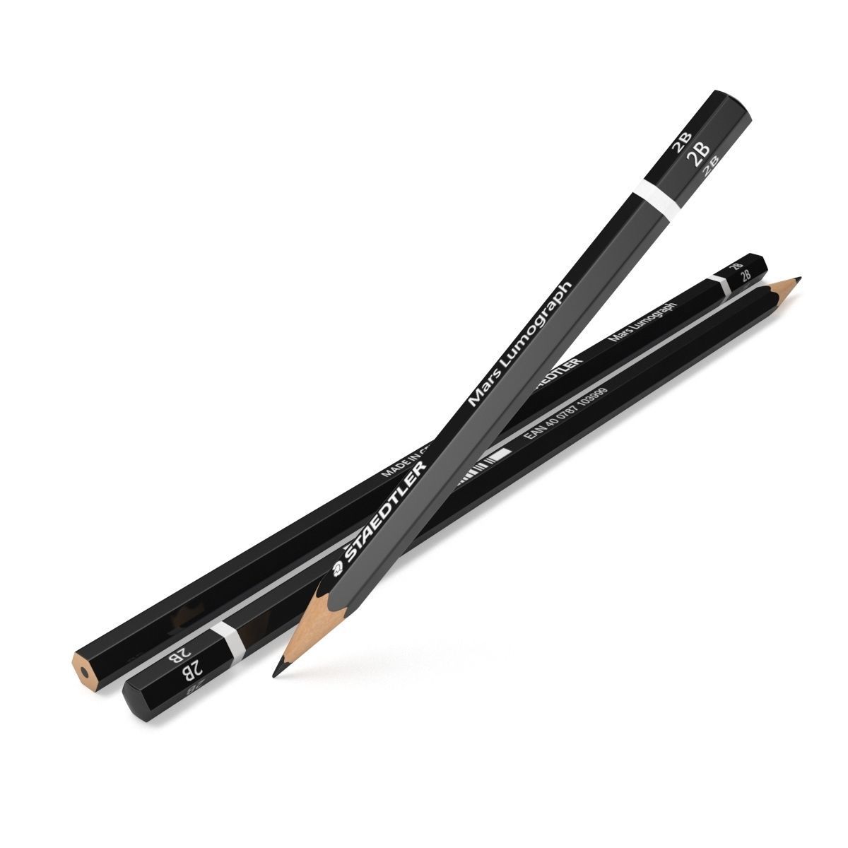 Pencil Set - Black - Blue 3D model_9