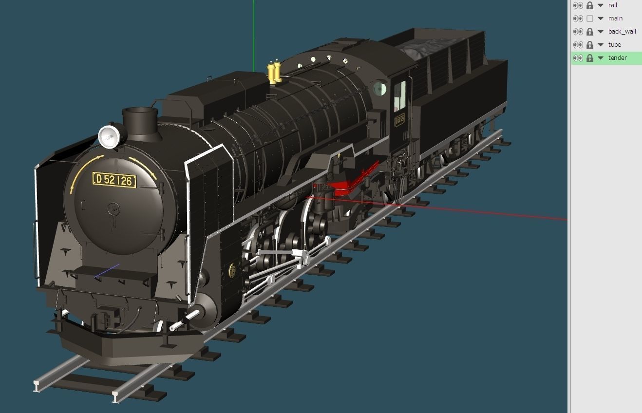D52 steam locomotive ww2 3D model_8