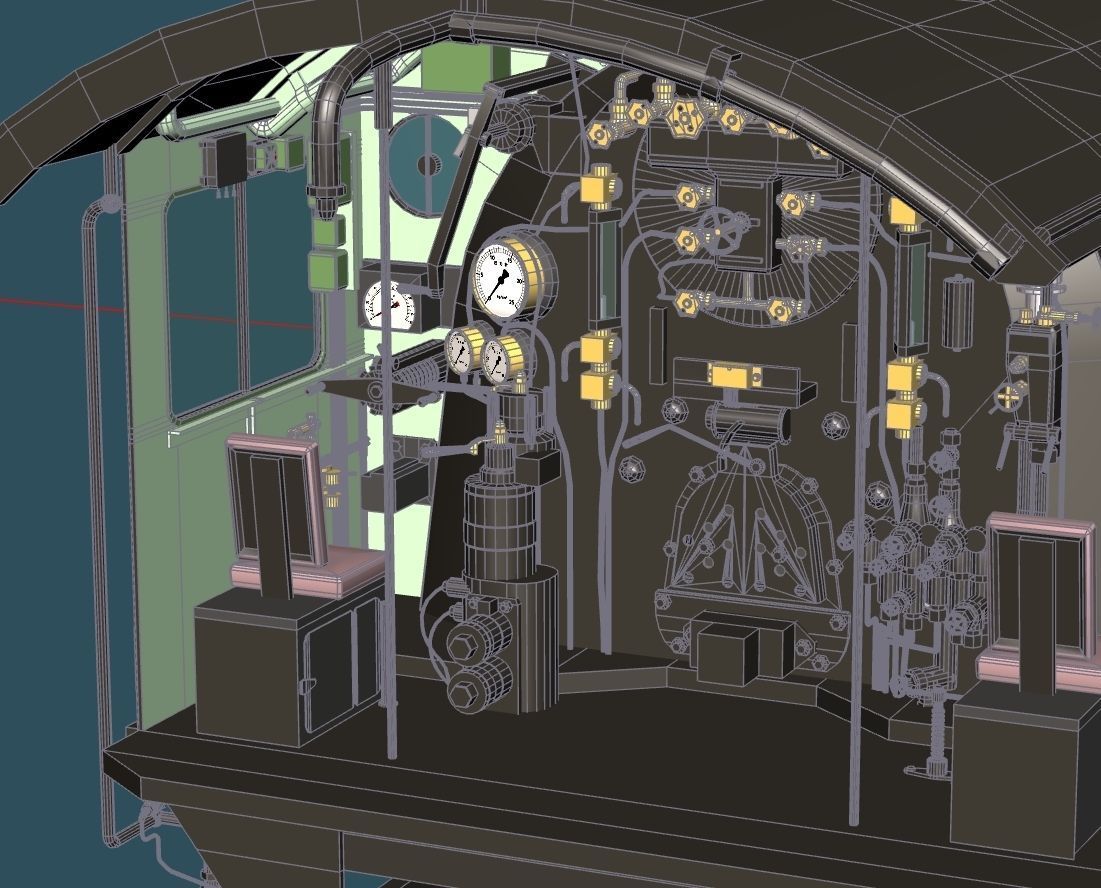 D52 steam locomotive ww2 3D model_10