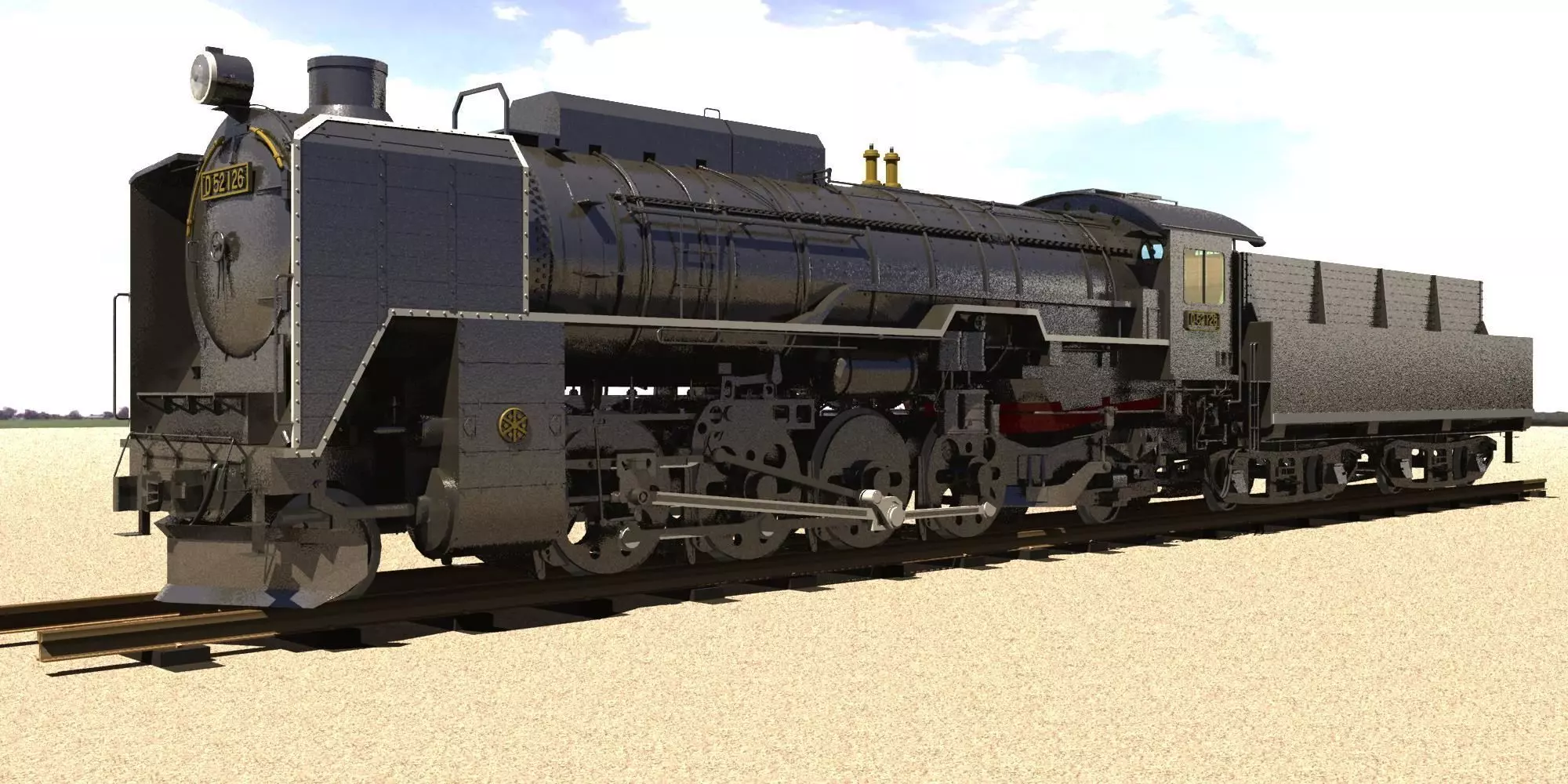 D52 steam locomotive ww2 3D model_0