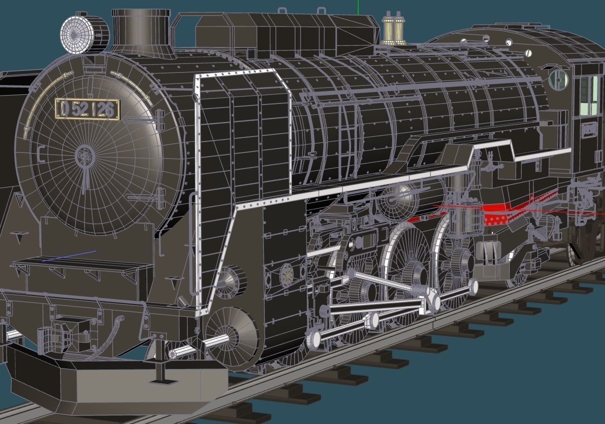 D52 steam locomotive ww2 3D model_9