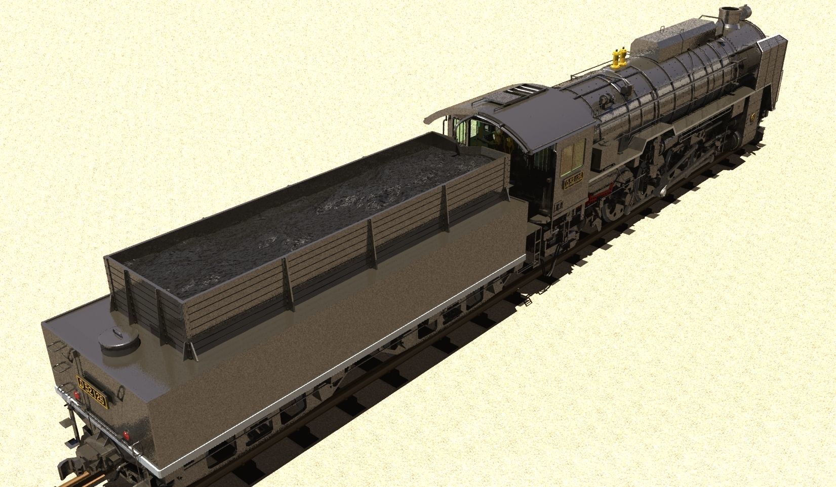 D52 steam locomotive ww2 3D model_7