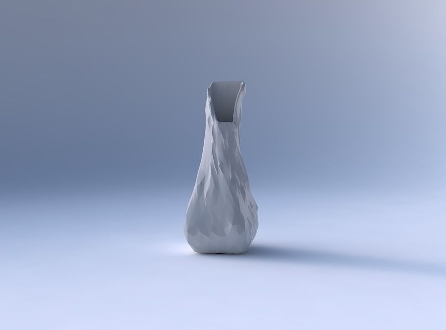 Vase twisted top bent quadratic 2 with low-polygon bulges 3D print model_4