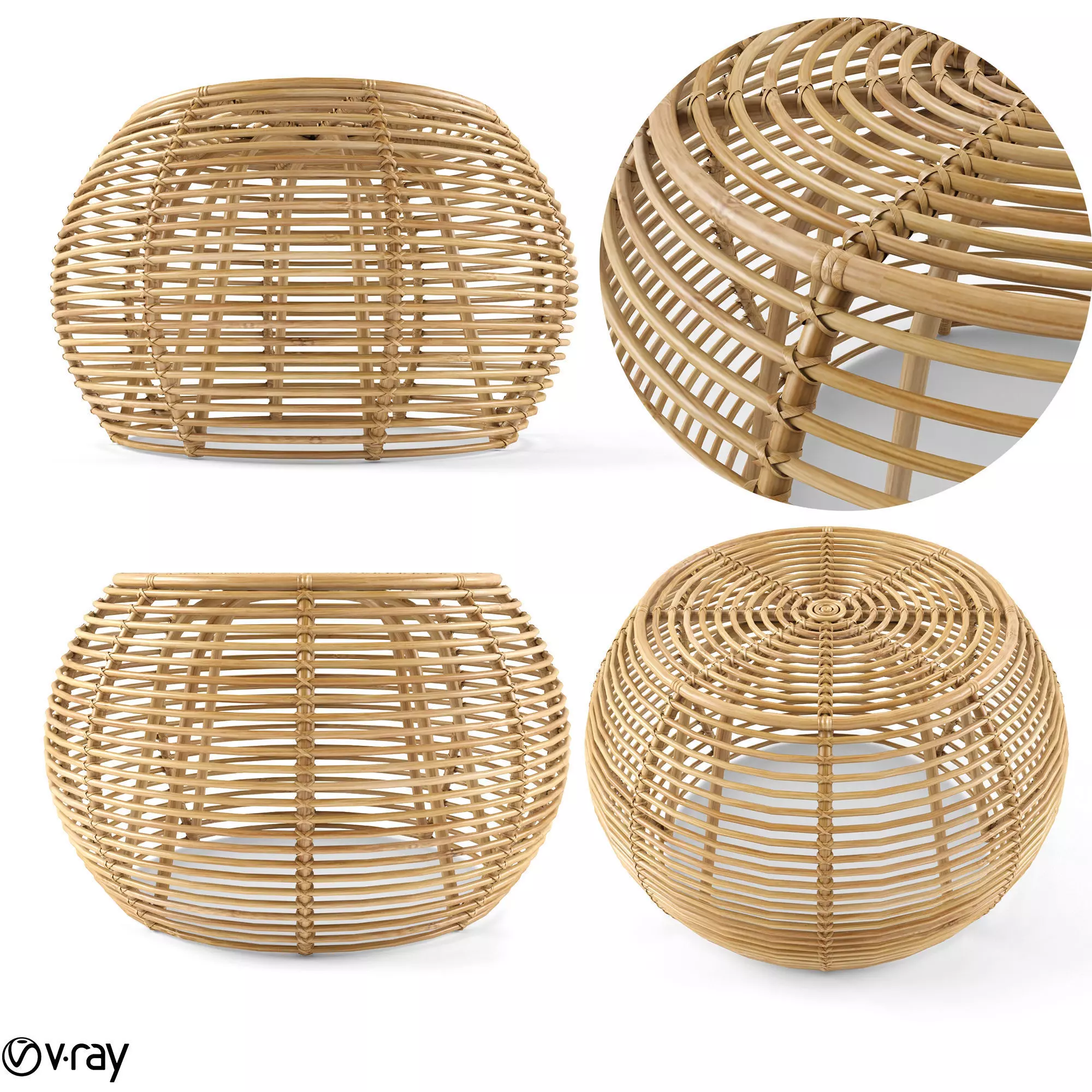 JAVA RATTAN OTTOMANS From Large 3D model