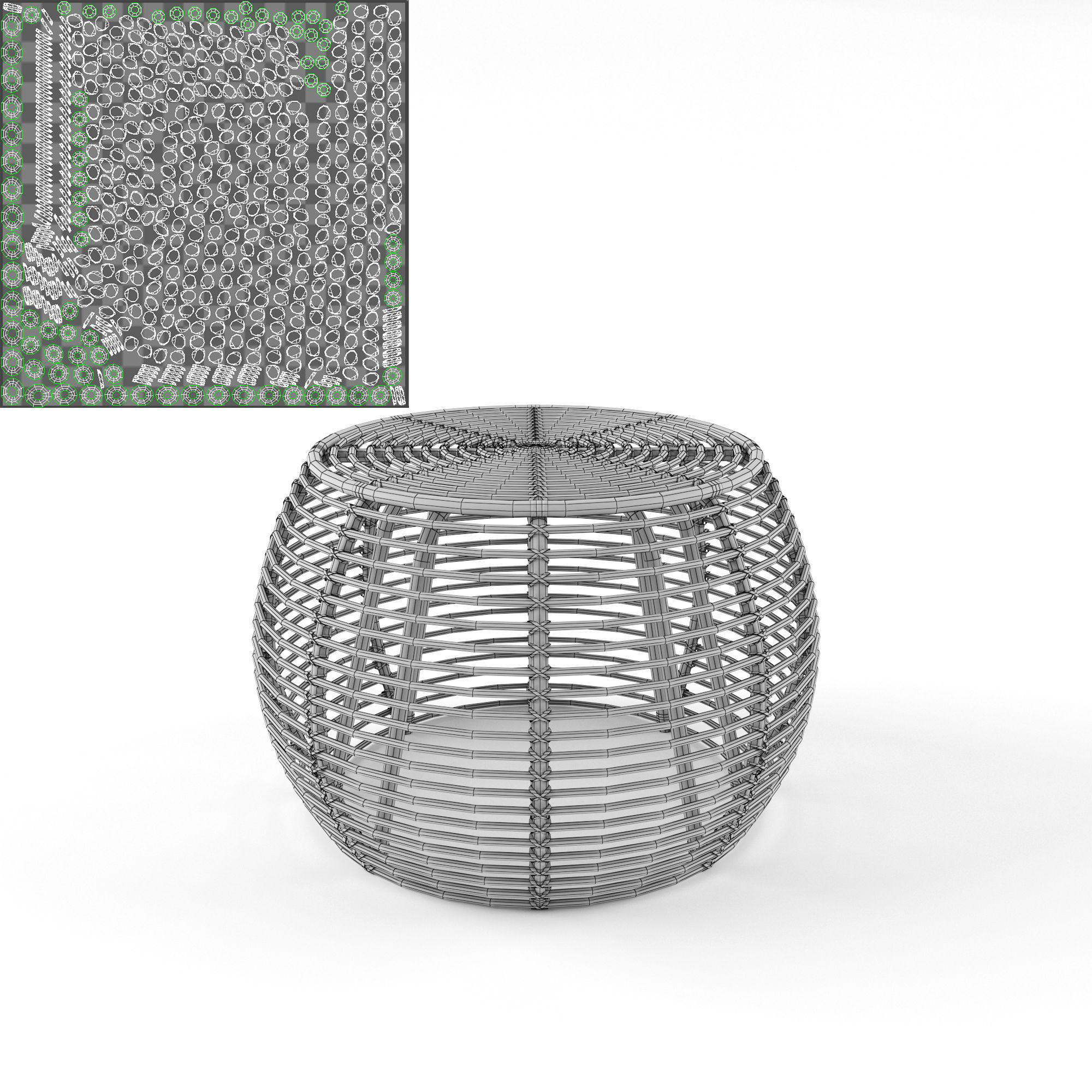 JAVA RATTAN OTTOMANS Small 3D model_2