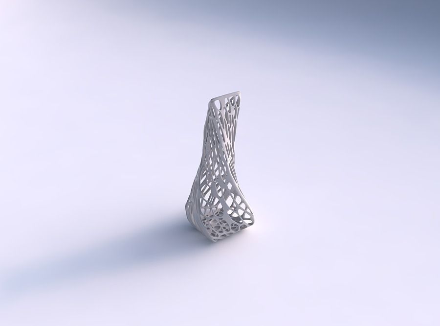 Vase twisted top bent quadratic 2 with twisted organic lattice 3D print model
