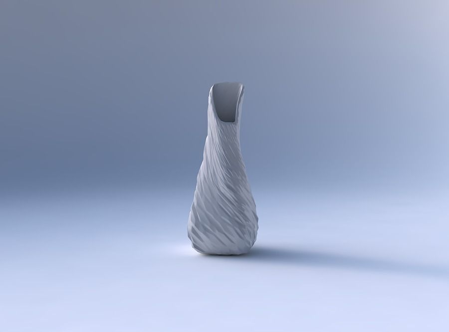 Vase twisted top bent quadratic 2 with twisted rocky bulges 3D print model_4