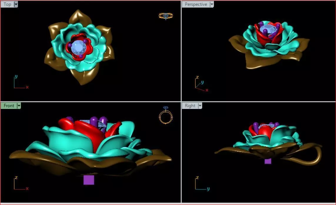 Flower Gold Pendants Mat day Hoa 3D print model