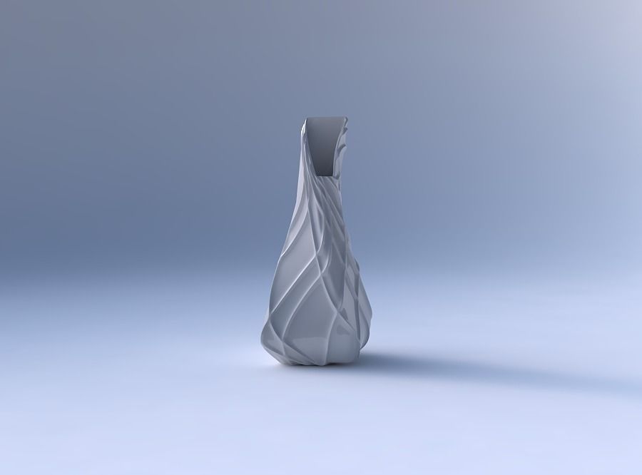 Vase twisted top bent quadratic 2 with wavy sparse extruded l... 3D print model_4