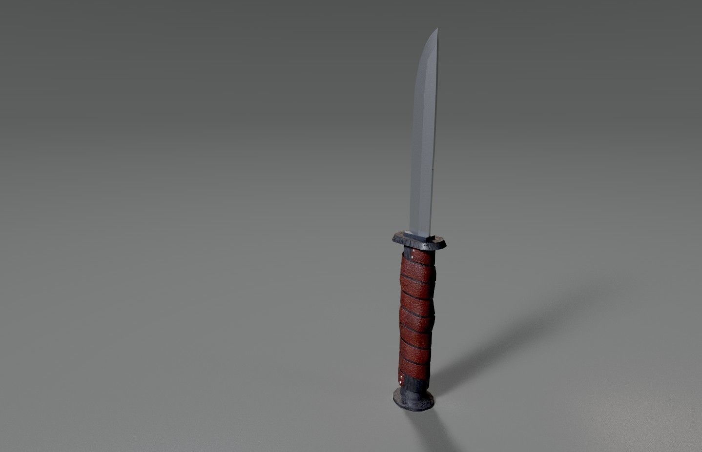 Combat Leather Wrapped Knife  Low-poly 3D model_1