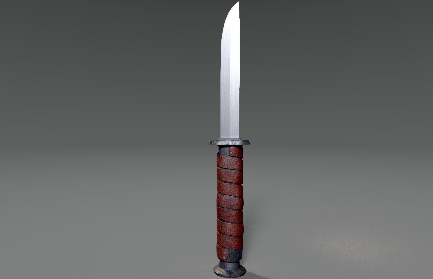 Combat Leather Wrapped Knife  Low-poly 3D model_4