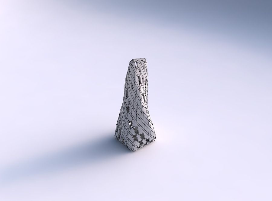 Vase twisted top bent quadratic with checker grid lattice 3 3D print model_5