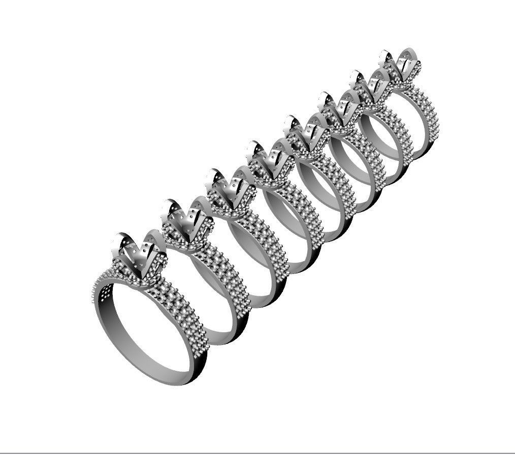 Tulip ring many sizes 3D print model_2