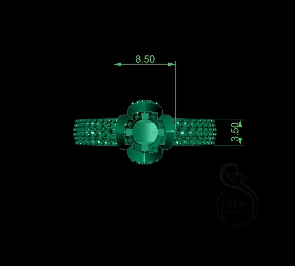 Tulip ring many sizes 3D print model_3