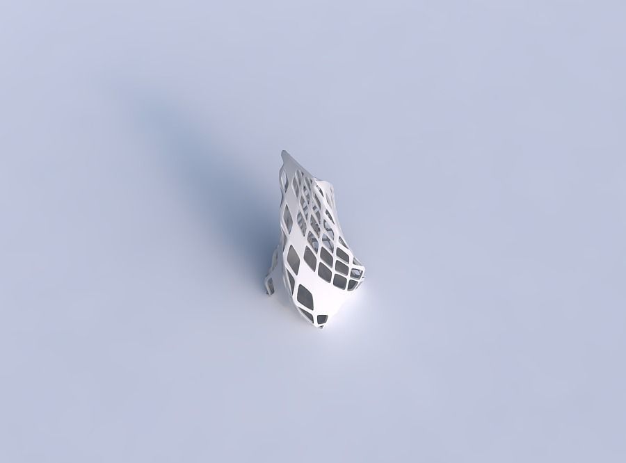 Vase twisted top bent quadratic with diagonal grid lattice 3 3D print model_1