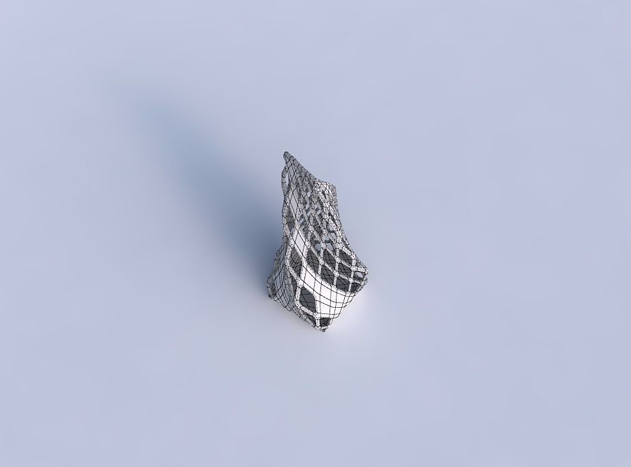 Vase twisted top bent quadratic with diagonal grid lattice 3 3D print model_6